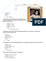 9º Ano Quiz Anne Frank English Work