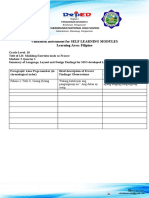 Validation Instrument For SELF LEARNING MODULES Learning Area: Filipino