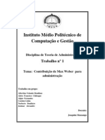 Teoria de Administracao - Contribuição de Max Weber para Administração