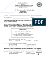 English 1 3rd Quarter Division Unified Summative Test