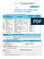 Sesión Jueves 21 de Julio Leemos y Escribimos Receta