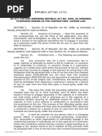 An Act Further Amending R.A. No. 4566, As Amended, Otherwise Known As The Contractors' License Law (R.A. No. 11711)