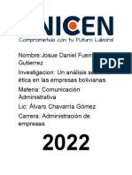 Un Análisis Sobre La Ética en Las Empresas Bolivianas