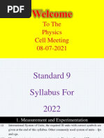 2021 Physics Cell Meeting STD IX and X ICSE - Scope of Syllabus and Emphasis.