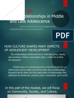 MODULE 10 Social Relationships in Middle and Late Adolescence