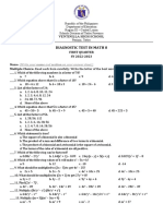 Diagnostic Test in Math 8: Ventinilla High School