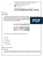 Lista de Exercícios Enem - Óptica