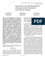 Does Institutional Factors and Self-Regulations Influence Entrepreneurial Intentions South African Settings