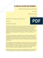 Carta de Devolución de Dinero