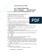 Summer Vacation Homework Grade: IX Subject: Chemistry Total Marks:50