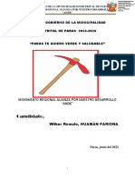 Candidato,: Plan de Gobierno de La Municipalidad Distrital de Paras 2023-2026