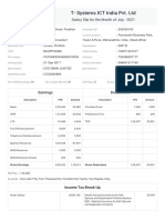 T-Systems ICT India Pvt. LTD: Salary Slip For The Month of July - 2021