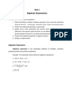 Module 1 - Algebraic Expression