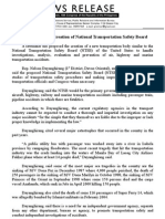 NR # 2451 06.30.2011 Solon Proposes The Creation of National Transportation Safety Board