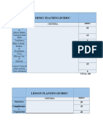 Demo Teaching Rubric 2022