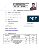 Format of PG (M.tech.) Resume TANJIL