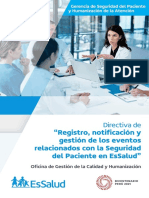 Directiva Registro, Notificación y Gestión de Eventos Relacionados Con La Seguridad Del Paciente