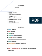 Vocabulario y Direcciones - Unidad 6