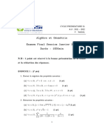 Examen Algèbre Géométrie