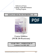 Adult Health Nursing II Practicum Course Syllabus 2020-2021