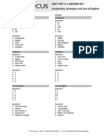 Focus2 2E Unit Test Vocabulary Grammar UoE Unit5 GroupA B ANSWERS