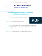 Desenvolver Consciencia Fonologica - PROPOSTAS DE ATIVIDADES