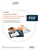 Syllabus: Cambridge IGCSE English As A Second Language (0510) (Speaking Endorsement)