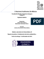 Reporte de Práctica Cristalización Del Ácido Acetilsalicílico