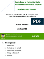 Situación Actual de Las EPS de Los Regímenes Contributivo y Subsidiado en Colombia