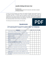 Questionnaire: Scientific Writing Mid-Term Test