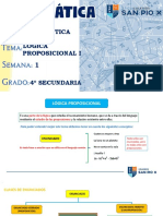 I UNIDAD 4TO SEC. ARITMÉTICA. Semana 1 - LÓGICA PROPOSICIONAL I