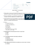 6º Ano - Lista 1 - Números Naturais - As Seis Operações