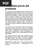 Análisis Previo Del Problema: Programa Tiene Que Hacer Junto Con Las Tareas Que