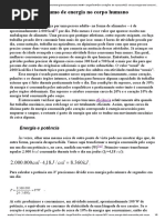 Consumo de Energia No Corpo Humano