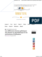 Les Différentes Formes Galéniques Des Plantes en Phytothérapie Et Les Précautions D'utilisation