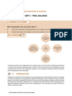 Unit 3: Trial Balance: Learning Outcomes