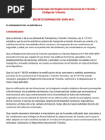 Aprueban Texto Único Ordenado Del Reglamento Nacional de Tránsito