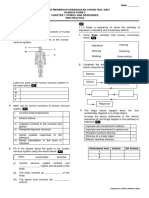 Science Form 3 Formative Practice Chapter 1 Stimuli and Responses