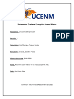 Universidad Cristiana Evangélica Nuevo Milenio: Asignatura: Creación de Empresas I