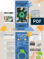 Folleto Tríptico Campaña Educativa Infantil Reciclaje Doodling Creativo Naranja y Azul