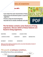 Charactersitics of Living Things