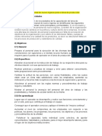 Capacitación Del Personal de Nuevo Ingreso para El Área de Producción