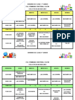 Horario de Clase Tercer Grado