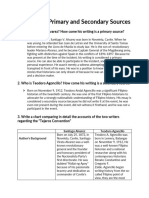 Activity 1 Comparing Primary and Secondary Sources