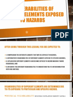 Vulnerabilities of Different Elements Exposed To Hazards