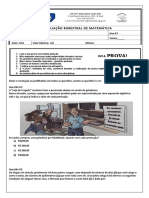 3 AVALIAÇÃO BIMESTRAL DE MATEMÁTICA 8 Ano