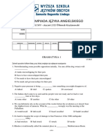 Xxxix Olimpiada Języka Angielskiego: ETAP OKRĘGOWY - Styczeń 2015 ©henryk Krzyżanowski