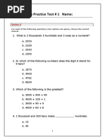 Grade 3 Math Practice Test # 1 Name:: Section A