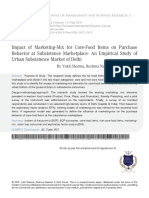 Impact of Marketing-Mix For Core-Food Items On Purchase Behavior at Subsistence Marketplace-An Empirical Study of Urban Subsistence Market of Delhi