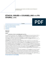 Ethical Issues in Counselling and Pastoral Care